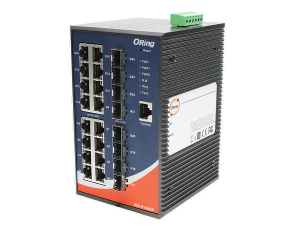 ORing GigE 16x 10/100/1000TX + 8x SFP Managed Industrial Switch 